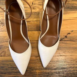 White and Tan Diane von Furstenberg Laredo Pumps